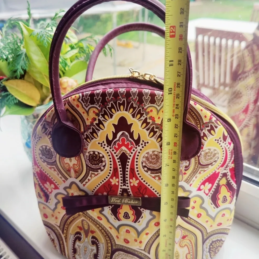 TED BAKER Paisley Print Beauty Vanity Travel Bag Make Up Yellow Purple Large NEW - Picture 10 of 12